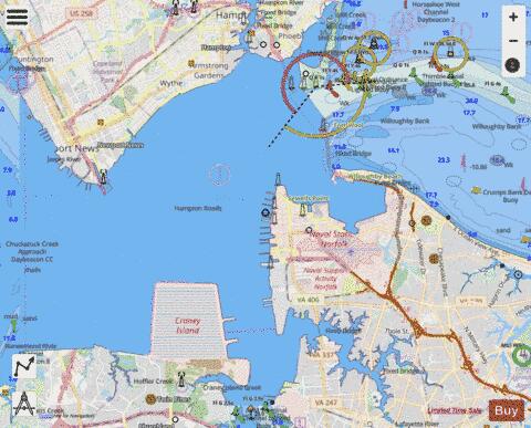 HAMPTON ROADS VIRGINIA Marine Chart - Nautical Charts App - Streets