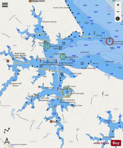 POTOMAC RIVER  YEOCOMICO RIVER VA INSET 4 Marine Chart - Nautical Charts App - Streets