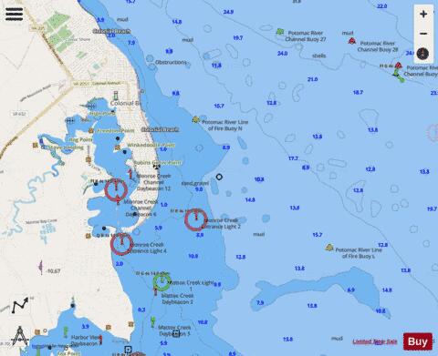 POTOMAC RIVER  COLONIAL BEACH VA INSET 9 Marine Chart - Nautical Charts App - Streets