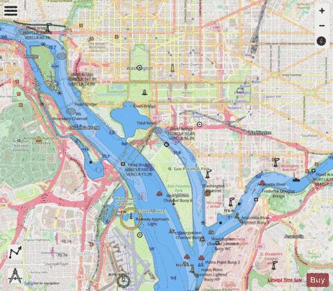 POTOMAC RIVER  WASHINGTON DC MARYLAND AND VIRGINIA Marine Chart - Nautical Charts App - Streets