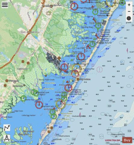 SANDY HOOK TO LITTLE EGG HARBOR NEW JERSEY Marine Chart - Nautical Charts App - Streets
