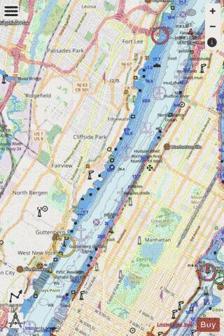 HUDSON RIVER-DAYS PT TO GEORGE WASHINGTON BRIDGE Marine Chart - Nautical Charts App - Streets