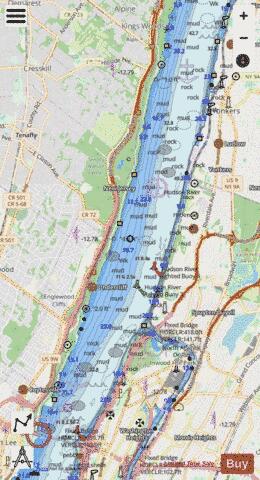 HUDSON RIVER GEO WASHINGTON BRIDGE TO YONKERS NY-NJ Marine Chart - Nautical Charts App - Streets