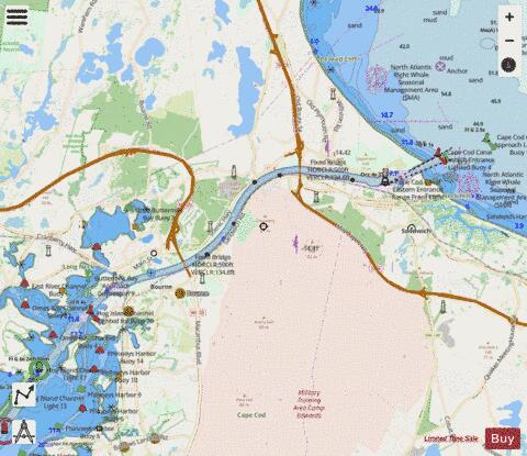 CAPE COD CANAL  MA Marine Chart - Nautical Charts App - Streets