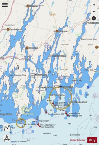 DAMARISCOTTA AND SHEEPSCOT AND KENNEBEC RIVERS ME Marine Chart - Nautical Charts App - Streets