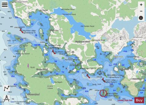 CARVERS HARBOR AND APPROACHES Marine Chart - Nautical Charts App - Streets