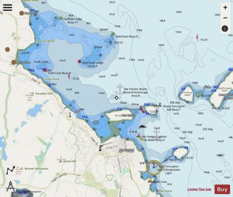 BAR HARBOR-MOUNT DESERT ISLAND  ME Marine Chart - Nautical Charts App - Streets