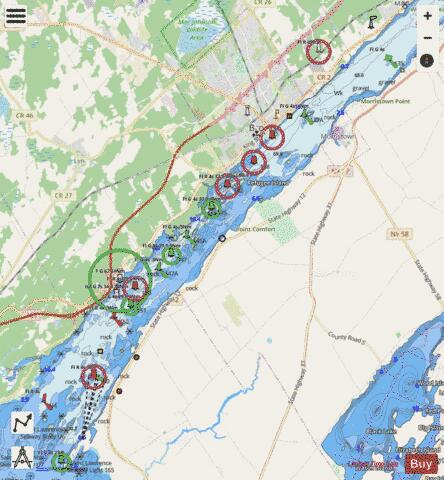 ST LAWRENCE RIVER MORRISTOWN NY TO BUTTERNUT BAY ONT Marine Chart - Nautical Charts App - Streets