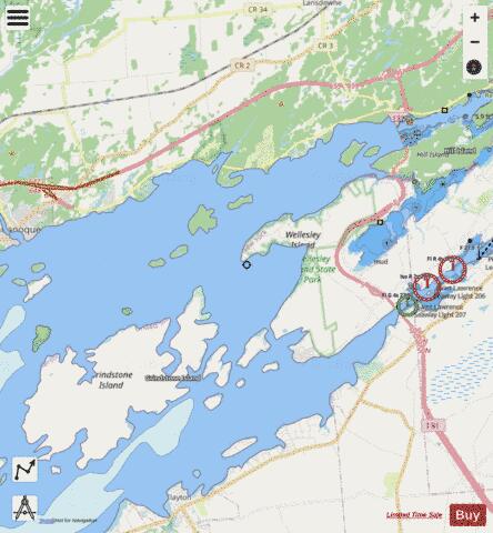 ST LAWRENCE RIV GANANOQUE ONT TO ST LAWRENCE PARK NY Marine Chart - Nautical Charts App - Streets