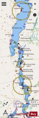LAKE CHAMPLAIN BARBER POINT NY TO WHITEHALL NY LEFT Marine Chart - Nautical Charts App - Streets
