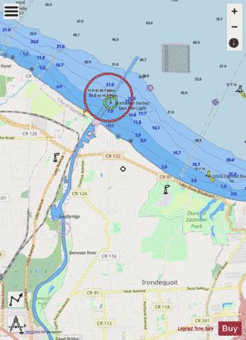 ROCHESTER HBR GENESEE RIV TO HEAD OF NAVIGATION LAKE ONTARIO NY 1 Marine Chart - Nautical Charts App - Streets