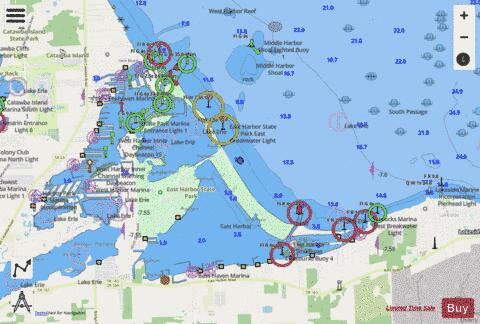 SOUTH SHORE OF LAKE ERIE PORT CLINTON T0 SANDUSKY 4 Marine Chart - Nautical Charts App - Streets