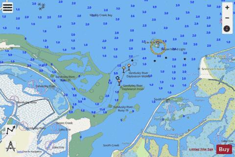 SOUTH SHORE OF LAKE ERIE SANDUSKY RIVER 23 Marine Chart - Nautical Charts App - Streets