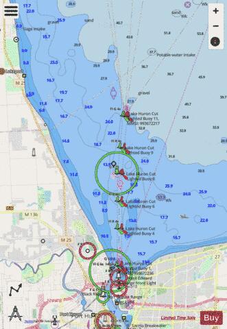 SOUTH END OF LAKE HURON and HEAD OF ST CLAIR RIVER Marine Chart - Nautical Charts App - Streets