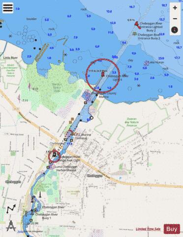 CHEBOYGAN HARBOR MICHIGAN Marine Chart - Nautical Charts App - Streets