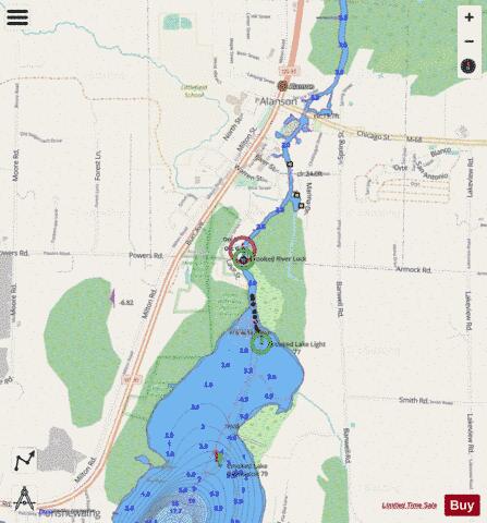 INLAND ROUTE MICHIGAN CROOKED RIVER LOCK 11 INSET Marine Chart - Nautical Charts App - Streets