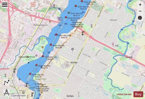 LAKE WINNEBAGO and FOX RIV PG 32 Marine Chart - Nautical Charts App - Streets