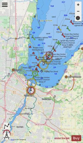 HEAD OF GREEN BAY INCLUDING FOX RIVER BELOW DE PERE Marine Chart - Nautical Charts App - Streets