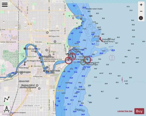 MANITOWOC AND SHEBOYGAN WISCONSIN  SHEBOYGAN Marine Chart - Nautical Charts App - Streets