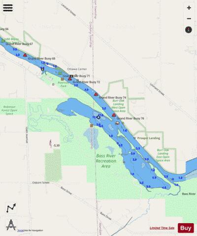 EXTENSION OF GRAND RIVER MICH FROM DERMO BAYOU TO BASS RIVER Marine Chart - Nautical Charts App - Streets