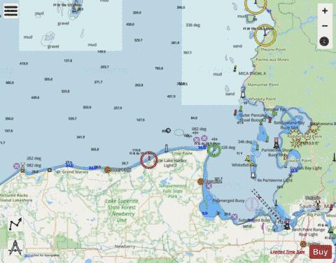 LAKE SUPERIOR ST MARYS RIVER TO AU SABLE POINT Marine Chart - Nautical Charts App - Streets