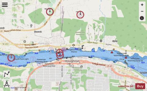 KEWEENAW WATERWAY HANCOCK AND HOUGHTON MICHIGAN Marine Chart - Nautical Charts App - Streets