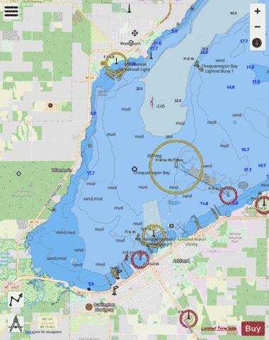 ASHLAND AND WASHBURN HARBORS WISCONSIN Marine Chart - Nautical Charts App - Streets