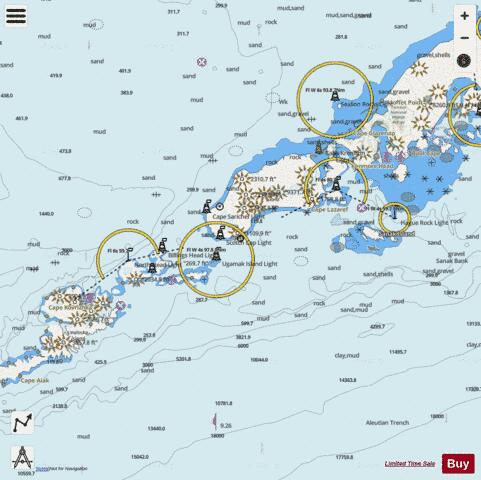 UNIMAK AND AKUTAN PASSES Marine Chart - Nautical Charts App - Streets
