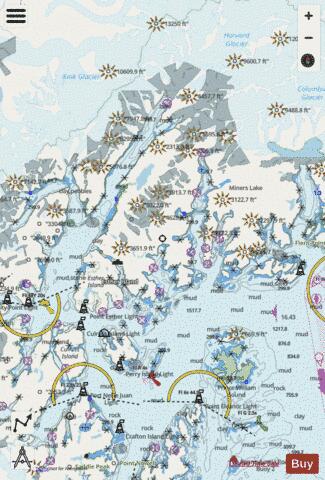 UNAKWIK INLET TO ESTHER PASSAGE AND COLLEGE FIORD Marine Chart - Nautical Charts App - Streets