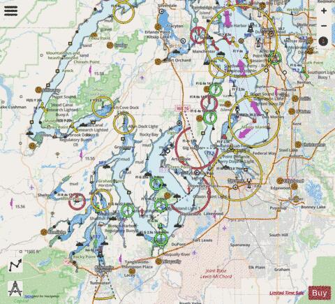 PUGET SOUND SEATTLE TO OLYMPIA Marine Chart - Nautical Charts App - Streets
