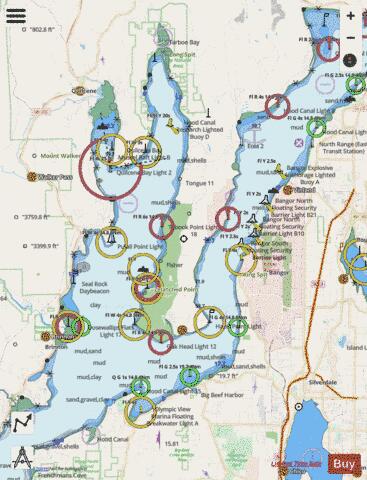HOOD CANAL TO QUATSAP POINT INCLUDING DABOB BAY Marine Chart - Nautical Charts App - Streets