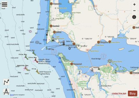 COLUMBIA RIVER PACIFIC OCEAN TO HARRINGTON POINT Marine Chart - Nautical Charts App - Streets