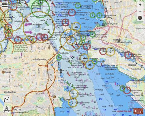 SAN FRANCISCO BAY CANDLESTICK POINT TO ANGEL ISLAND Marine Chart - Nautical Charts App - Streets
