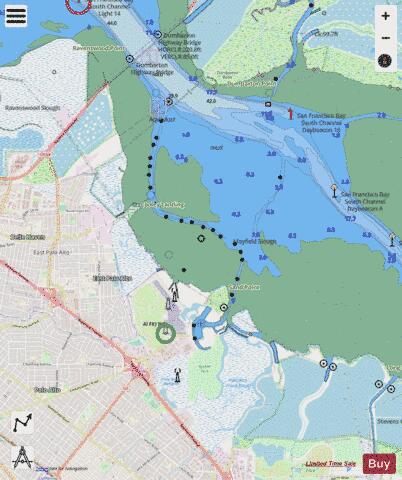 SAN FRANCISCO BAY TO ANTIOCH  MAYFIELD SLOUGH Marine Chart - Nautical Charts App - Streets