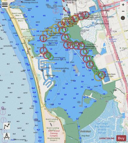 CONTINUATION OF SAN DIEGO BAY Marine Chart - Nautical Charts App - Streets