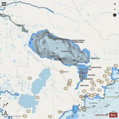 Becharof Lake depth contour Map - i-Boating App - Streets