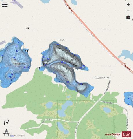 Lynne Lake depth contour Map - i-Boating App - Streets