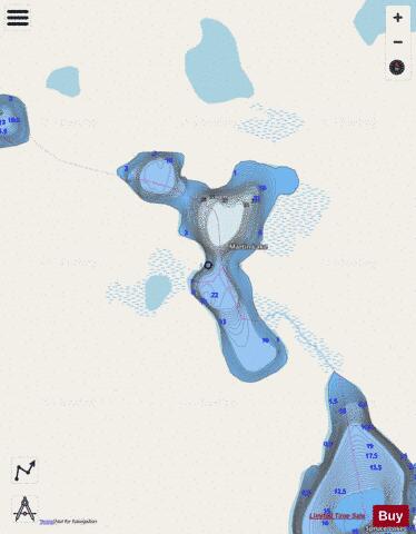 Marten Lake depth contour Map - i-Boating App - Streets