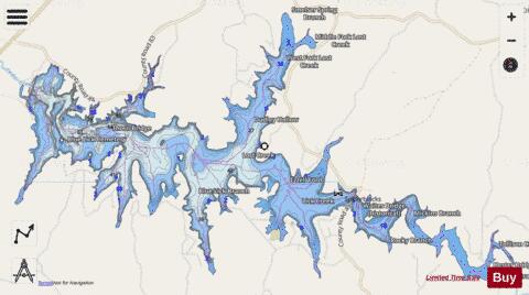 Cedar Creek Reservoir depth contour Map - i-Boating App - Streets