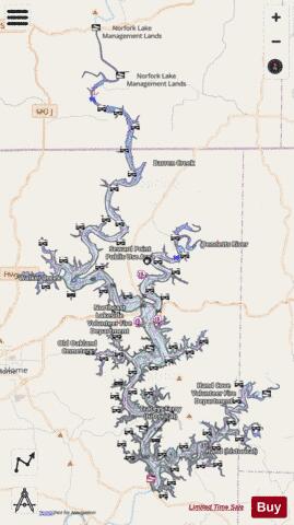 Norfork Lake depth contour Map - i-Boating App - Streets