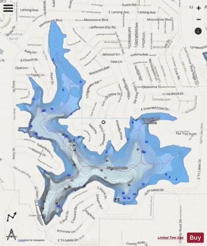 Crown Lake depth contour Map - i-Boating App - Streets