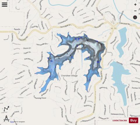 Lake Thunderbird depth contour Map - i-Boating App - Streets