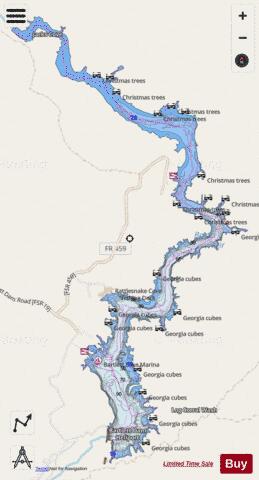 Bartlett Reservoir depth contour Map - i-Boating App - Streets
