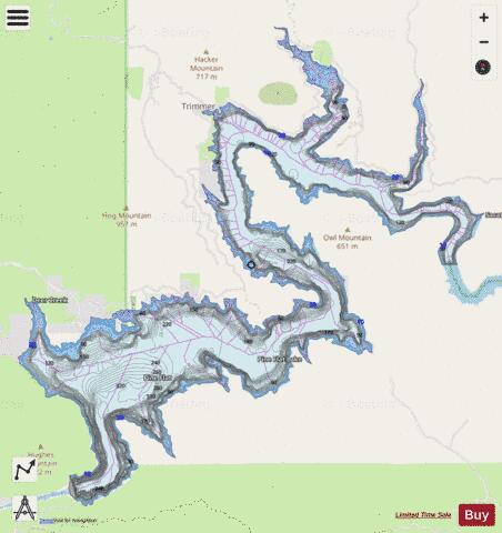 Pine Flat Lake depth contour Map - i-Boating App - Streets