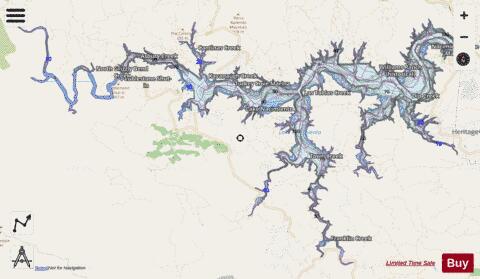 Lake Nacimiento depth contour Map - i-Boating App - Streets