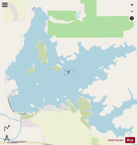Modesto Reservoir depth contour Map - i-Boating App - Streets