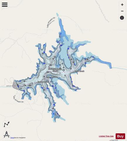 Lake Amador depth contour Map - i-Boating App - Streets