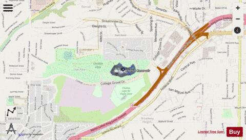 Chollas Heights Reservoir depth contour Map - i-Boating App - Streets