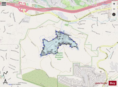 Lafayette Reservoir depth contour Map - i-Boating App - Streets