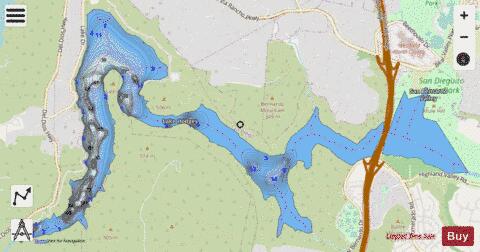 Lake Hodges depth contour Map - i-Boating App - Streets